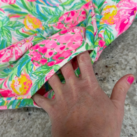 Lilly Pulitzer Tiltson Swing Midi Dress Hot Pink Green Floral Ruffles Medium - Picture 10 of 15